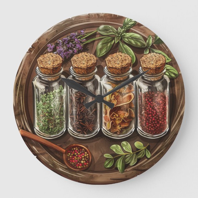 Bauernhausstil Koch Wall Clock Große Wanduhr (Vorderseite)