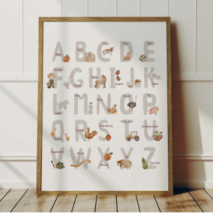 Bauernhof Alphabet ABC Poster Kinderzimmer Dekorat