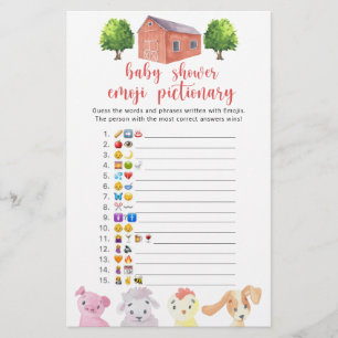 Bauernhof - Baby-Dusche Emoji-Picknickspiel