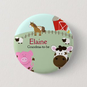 Bauernhof-Babys NAMENSumbau personalisierter Knopf Button