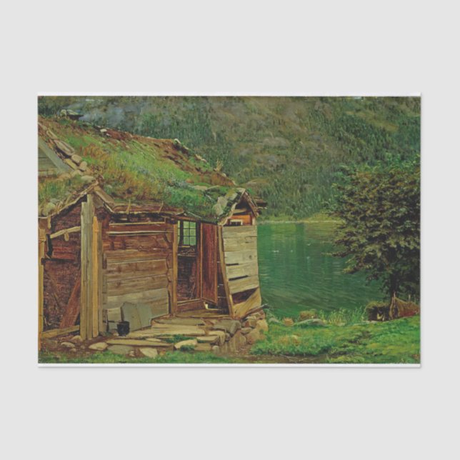 Bauernhof Balestrand von Amaldus Nielsen Seidenpapier (Vorderseite)
