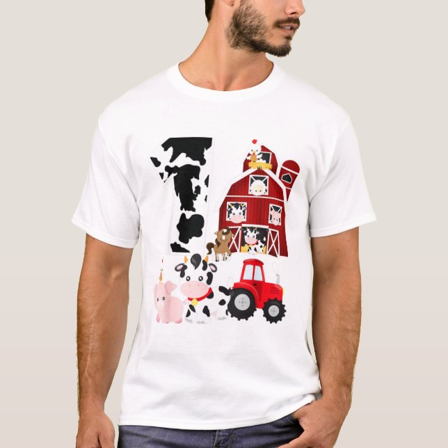 Bauernhof Barnyard Thema Schweinefleisch Pferd 1.  T-Shirt (Vorderseite)