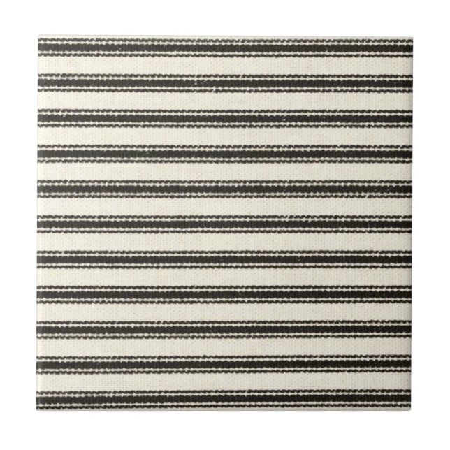 Bauernhof Black Ticking Strips  Fliese (Vorderseite)
