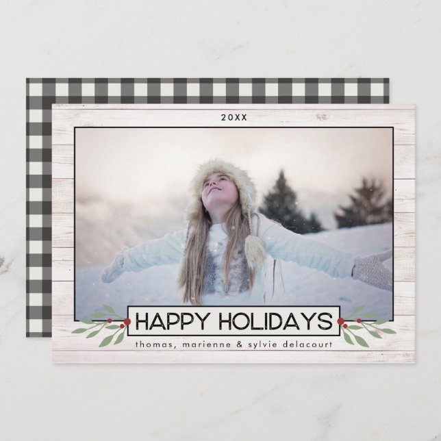 Bauernhof | Black & White Buffalo Karo Feiertagskarte (Vorne/Hinten)