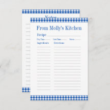 Bauernhof Blau und Weiß Gingham Karierte Rezept