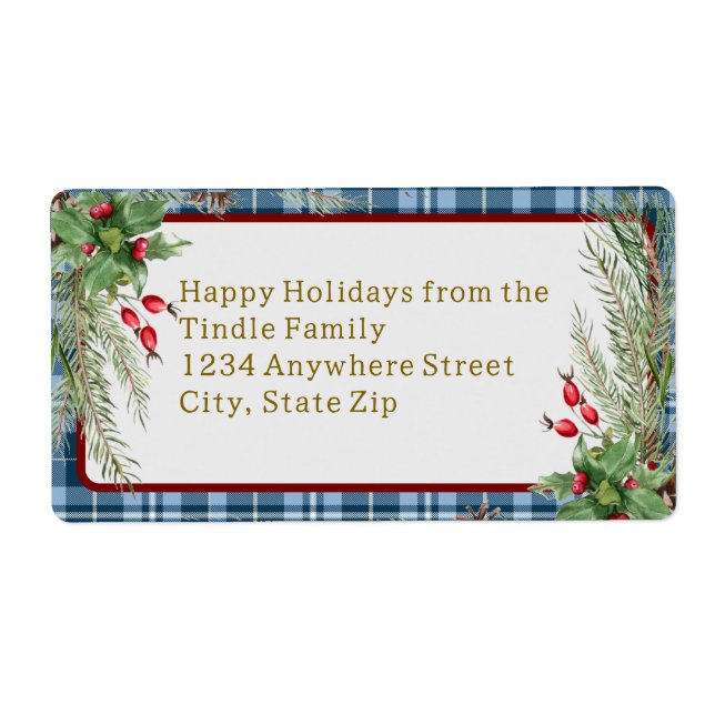 Bauernhof Blue Gingham Holly Christmas Return (Vorne)