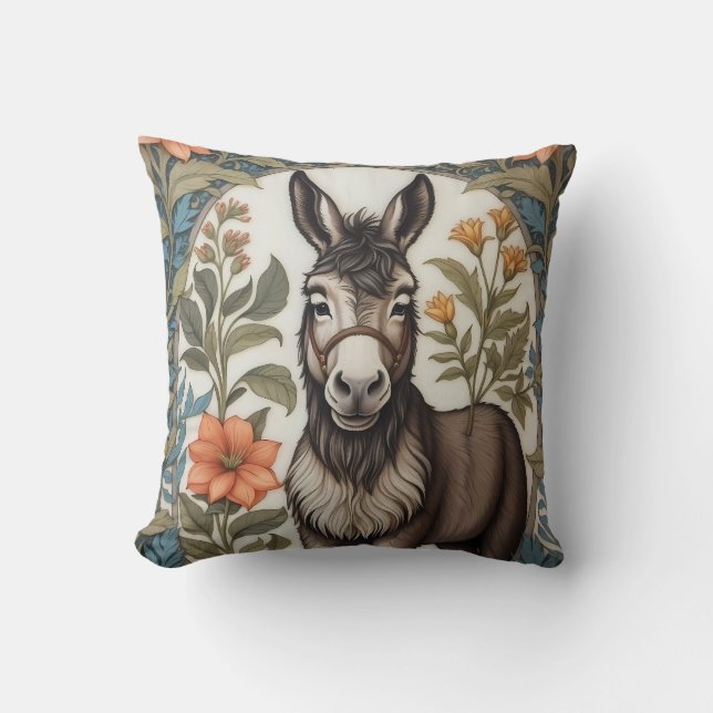Bauernhof Donkey William Morris Inspiriert Kissen (Vorderseite)