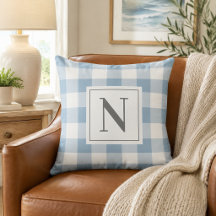 Bauernhof Dusty Blue Gingham Karo Kariert Monogram