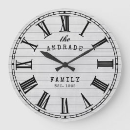 Bauernhof Familienname Rustikales Weiß Land Große Wanduhr