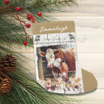 Bauernhof Floral Hereford Kühe Weihnachtsfest Stru Kleiner Weihnachtsstrumpf<br><div class="desc">Niedlich,  Hereford Kuh und ihr Kalb hinter einem Pfirsich und Wein Blumenstrauß. Bauernhaus,  Vintag,  viktorianisch,  Schild auf einem abgenutzten,  weißen Holzbrett-Hintergrund. Ideal für einen rustikalen Bauernhof oder ein französisches Land Weihnachtsleben.</div>