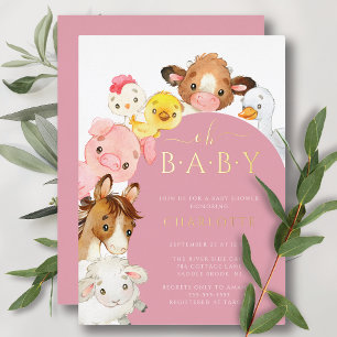 Bauernhof-Freunde Baby Shower Folieneinladung