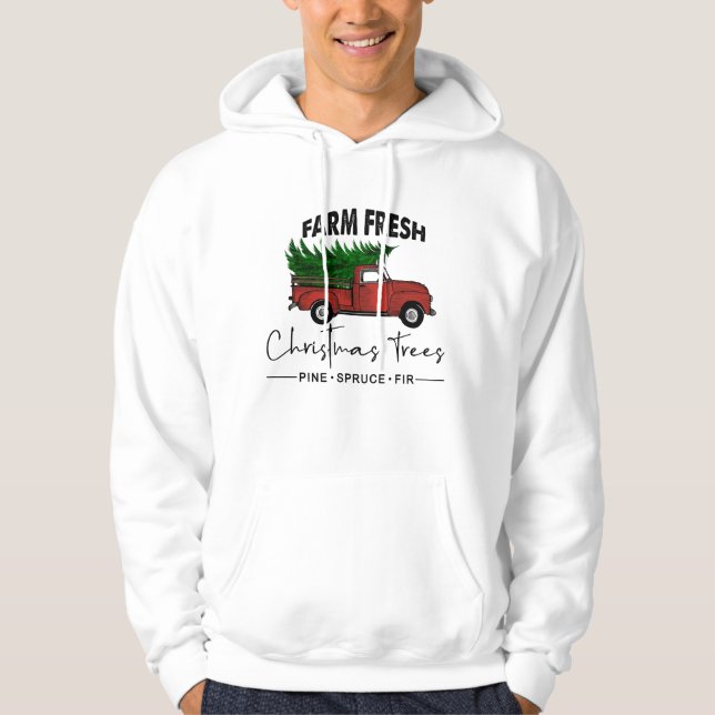 Bauernhof Frische Weihnachtsbäume Alte LKW Hoodie (Vorderseite)