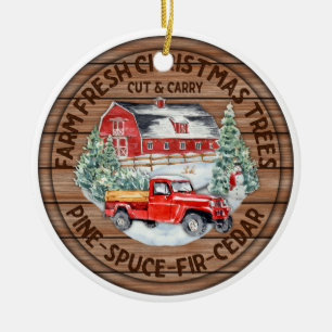 Bauernhof Frische Weihnachtsbäume doppelseitig Keramik Ornament