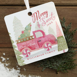 Bauernhof Frische Weihnachtsbäume Rotes Vintages L Ornament Aus Metall