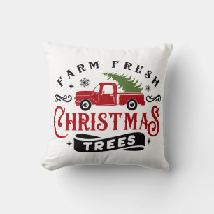 Bauernhof Frische Weihnachtsbäume Vintager LKW Kissen