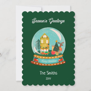 Bauernhof Frohe Weihnachtsschnee Globe Santa Deer Feiertagskarte