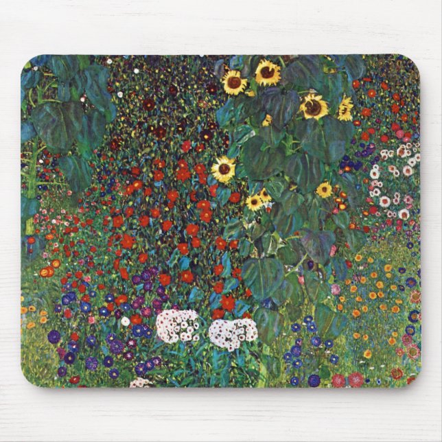 Bauernhof-Garten Gustav Klimt mit Sonnenblumen Mousepad (Vorne)