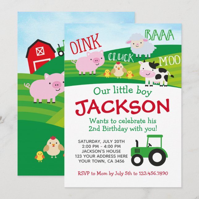 Bauernhof Geburtstag Einladung (Vorne/Hinten)