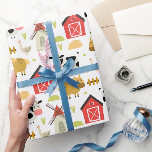 Bauernhof GeburtstagsBaby-Dusche Geschenkpapier (Schenken)