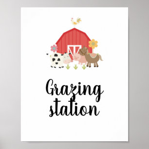 Bauernhof-Geburtstagsfeier-Schild Weidestations-Es Poster