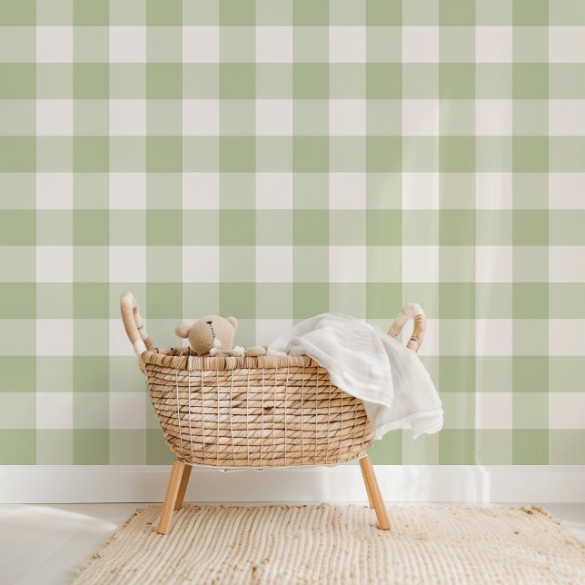 Bauernhof Gingham Sage Green Tapete (Von Creator hochgeladen)