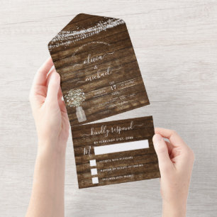 Bauernhof Gipskraut Rustikale Hochzeit RSVP All In One Einladung