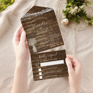 Bauernhof Gipskraut Rustikale Hochzeit RSVP All In One Einladung
