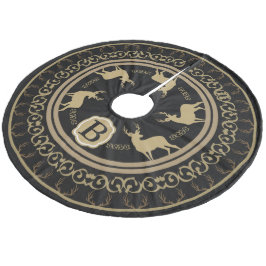 Bauernhof Glam Black & Taupe Deer Antlers & Bucks Fleece Weihnachtsbaumdecke