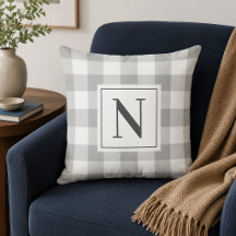 Bauernhof Gray Gingham Karo Kariert Monogram