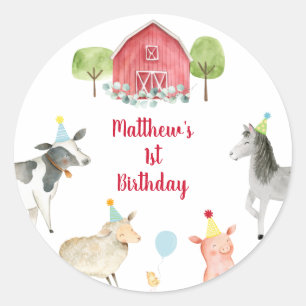 Bauernhof Grüne Barnyard Geburtstag Runder Aufkleber