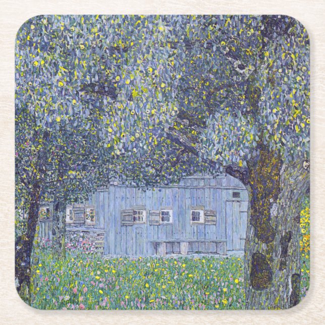 Bauernhof, Gustav Klimt Rechteckiger Pappuntersetzer (Vorderseite)