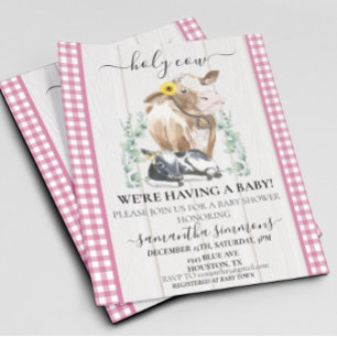 Bauernhof Heilige Kuh Kalb Baby Shower Gingham Ros