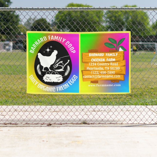 Bauernhof Hühnerfarm Holz farbenfroh Bio Banner (Insitu)