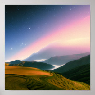 Bauernhof im Gebirgsposter Poster