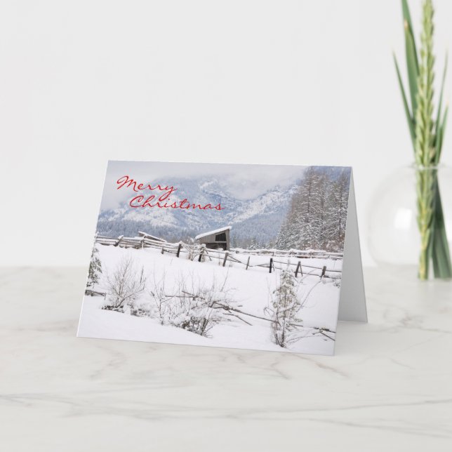 Bauernhof im Winter, frohe Weihnachten (Vorderseite)