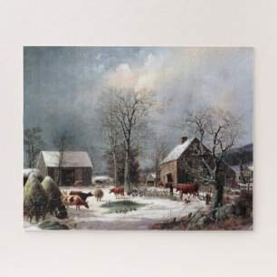 Bauernhof im Winter George Henry Durrie 1858 Puzzle