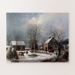 Bauernhof im Winter George Henry Durrie 1858 Puzzle