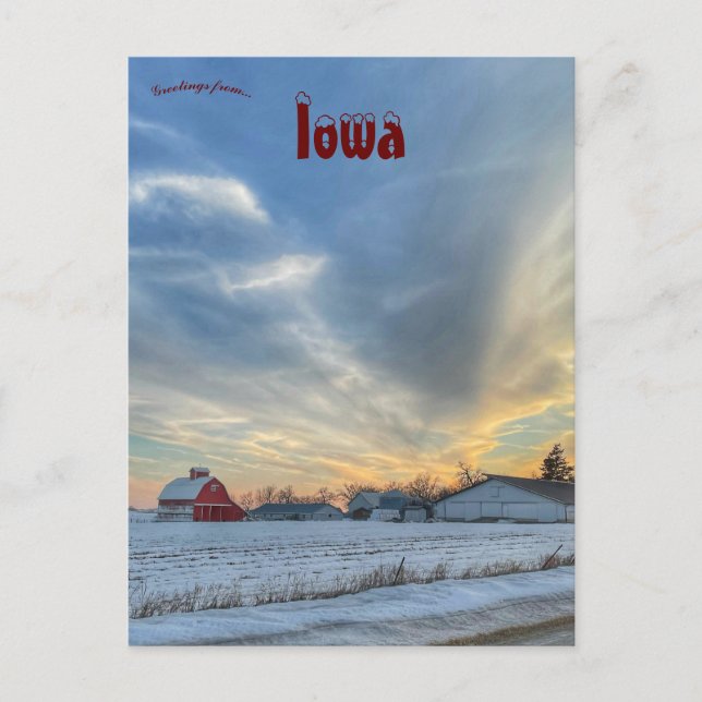 Bauernhof im Winter im Johnson-Landkreis Iowa Postkarte (Vorderseite)