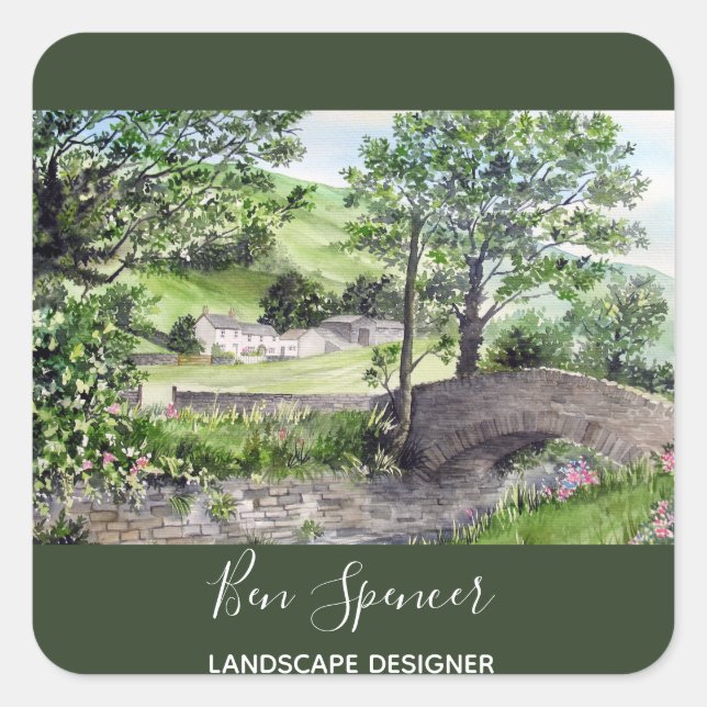 Bauernhof in der Nähe von Thirlmere, Lake District Quadratischer Aufkleber (Vorderseite)