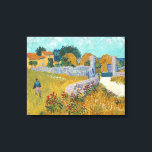 Bauernhof in der Provence | Vincent van Gogh Leinwanddruck<br><div class="desc">Bauernhaus in Provence (1888) von dem niederländischen Postimpressionisten Vincent Van Gogh. Originelles Kunstwerk ist ein Ölgemälde auf der Leinwand,  das in lebhaften goldenen Gelben und Aqua-Blautönen gemalt wird. Verwenden Sie die Entwurfstools,  um einen benutzerdefinierten Text hinzuzufügen oder das Bild zu personalisieren.</div>