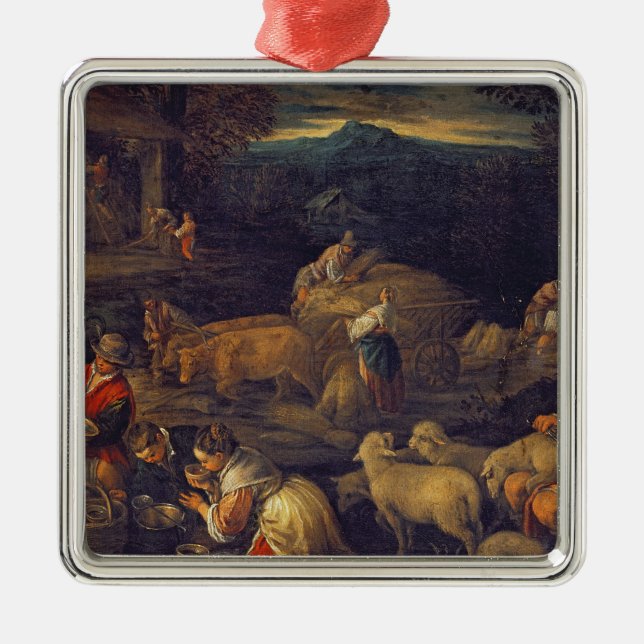 Bauernhof-Innen- oder scherende Schafe Ornament Aus Metall (Vorne)