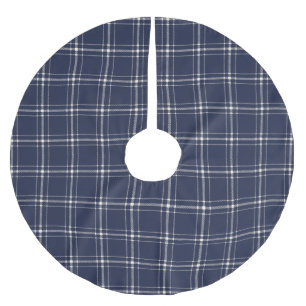 Bauernhof karierte Marine aus weißem Handgepanzert Polyester Weihnachtsbaumdecke