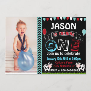 Bauernhof-Kuh-Geburtstagseinladungen mit Foto Einladung