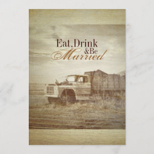 Bauernhof-LKW-Western-Hochzeits-Proben-Abendessen Einladung