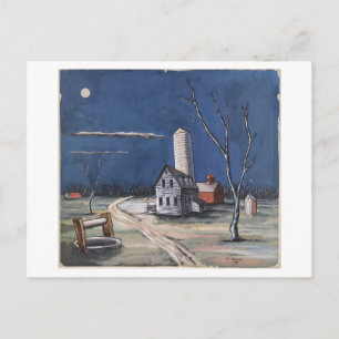 Bauernhof mit Mondlichtmalerei Postkarte