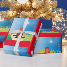 Bauernhof mit rotem     TraktorWrapping Paper Geschenkpapier