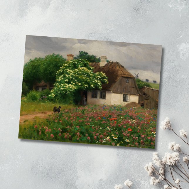 Bauernhof mit Wiese-Blume Postkarte (Von Creator hochgeladen)