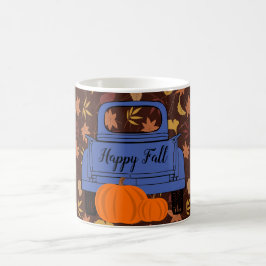 Bauernhof Pick-up LKW Pumpkins Blätter Fall Blue Kaffeetasse