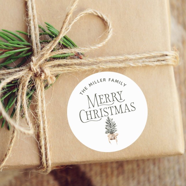 Bauernhof Pine Christmas Trees Geschenke Runder Aufkleber (Von Creator hochgeladen)