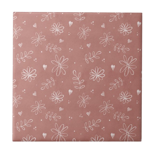 Bauernhof Pink Mauve Keramik Tile Fliese (Vorderseite)